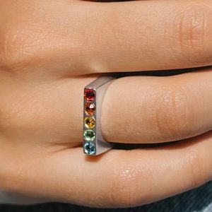 Rainbow Signet Ring - Alex and Ani - Size 7